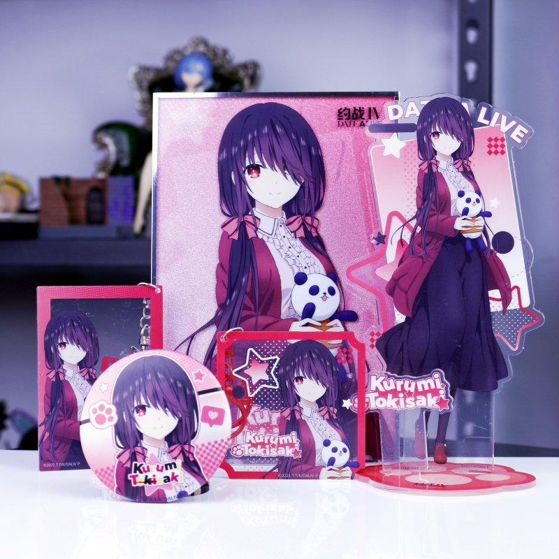 Date A Live Kurumi Tokisaki Can Badge Acrylic Stand Clear Card Holographic Ticket Shikishi Postcard Keychain Official Merchandise