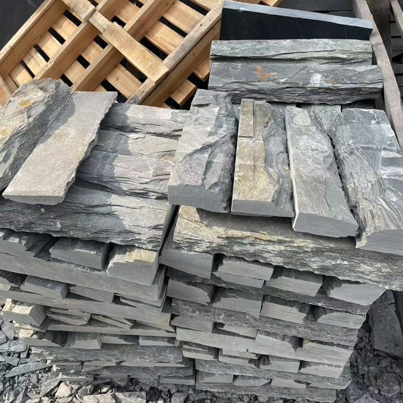 Natural Bluestone Slate Rough Edge Strips Bluestone Loose Strips Stone Material Irregular Strips Courtyard Villa Exterior Wall Tiles Cultural Stone