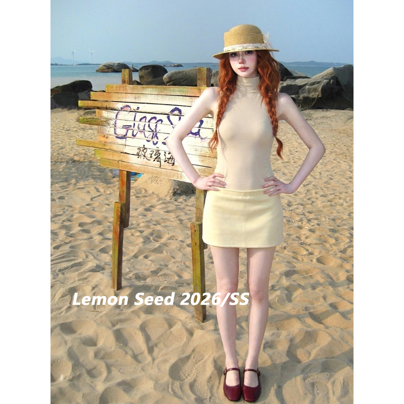 Lemonseed/2026Ss Spicy Girl Style High Neck Sleeveless Vest Dress Feminine Slim Fit Short Dress Lemonseed/2026Ss Spicy Girl Style High Neck Sleeveless Vest Dress Feminine Slim Fit Short Dress