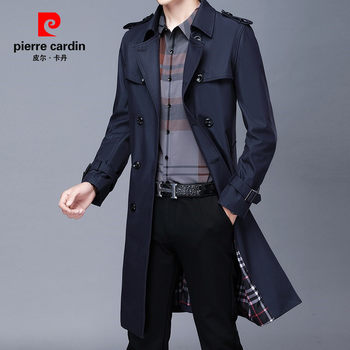 Pierre cardin men's trench coat mid-length coat