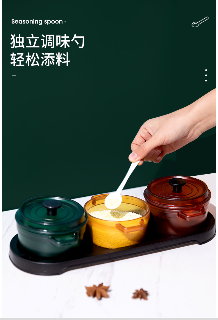 禧天龙 珐琅锅形 创意调料盒 3件套 配3勺1托盘 天猫优惠券折后￥19.9包邮（￥24.9-5）
