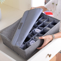 Storage box with lid underwear 30-compartment washable compartment finishing box with lid socks drawer storage box cotton and linen finishing