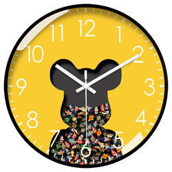 Building Block Bear Wall Clock Living Room Bedroom Clock Silent Light Luxury Modern Children's Room Cartoon Creative Clock 2026 New Model