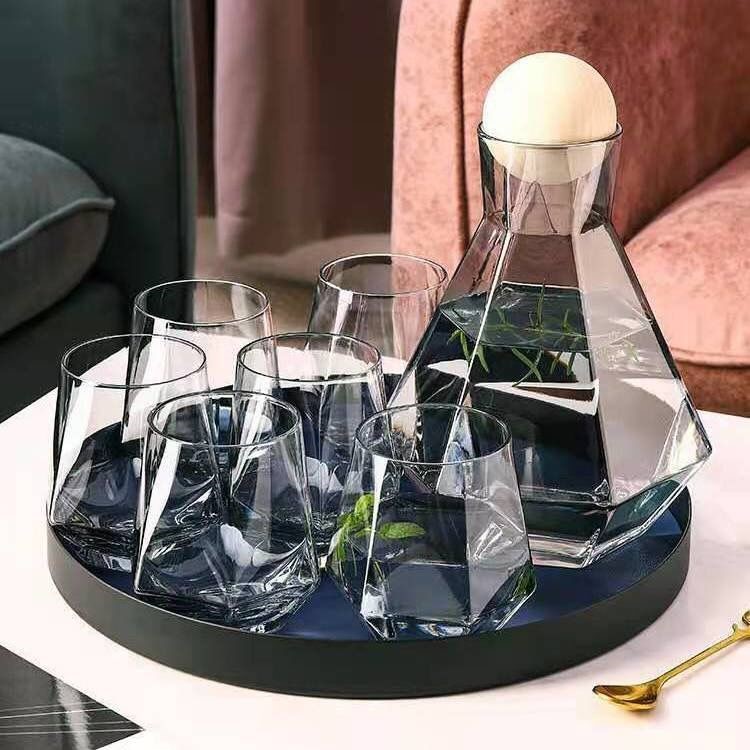 Geometric Cup Water Fitting Glass Cold Kettle Large Capacity Home Living Room Cold Kettle High Temperature Resistant Nordic Creative Cool