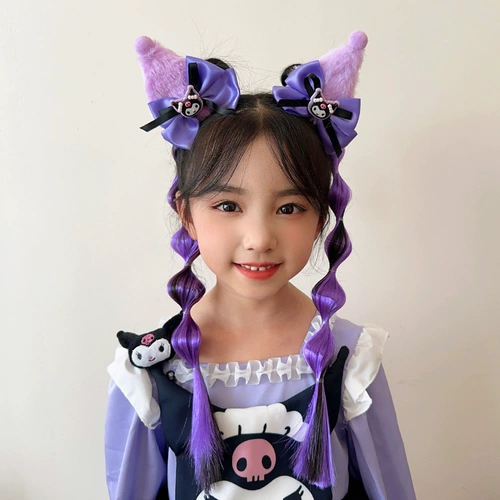 Детский парик с косичкой, хвостик, резинка для волос, аксессуар для волос