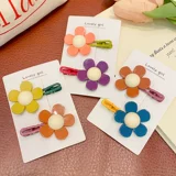 Демисезонная детская милая заколка для волос, шпильки для волос, челка, безвредная заколка-крабик, аксессуар для волос, в цветочек, не повреждает волосы