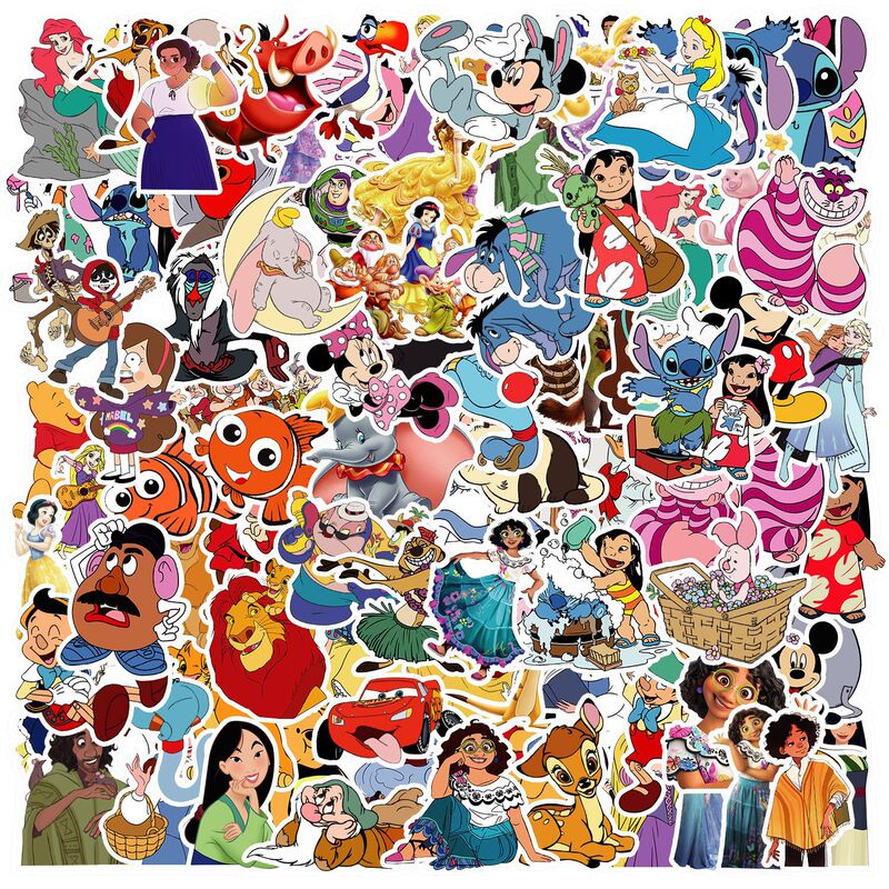 100 Pieces of 80S and 90S Disney Classic Character Stickers, Personalized Cartoon Stickers for Luggage, Computers, and Refrigerators