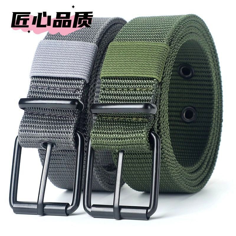 Men's and Women's Multi-Hole Pin Buckle Canvas Belt, Youth Casual Versatile Jeans Belt, Student Outdoor Military Training Korean Style Belt