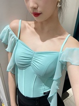 New modern top chiffon ruffled modern dance womens professional school amateur practice top multi-color