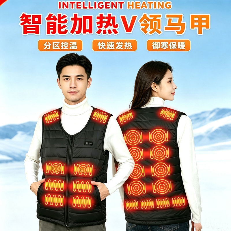 Winter V-Neck Heated Vest for Women, Three-Level Temperature Control, Washable Electric Heating Vest, Outdoor Cold Protection and Warmth Winter V-Neck Heated Vest for Women, Three-Level Temperature Control, Washable Electric Heating Vest, Outdoor Cold Protection and Warmth