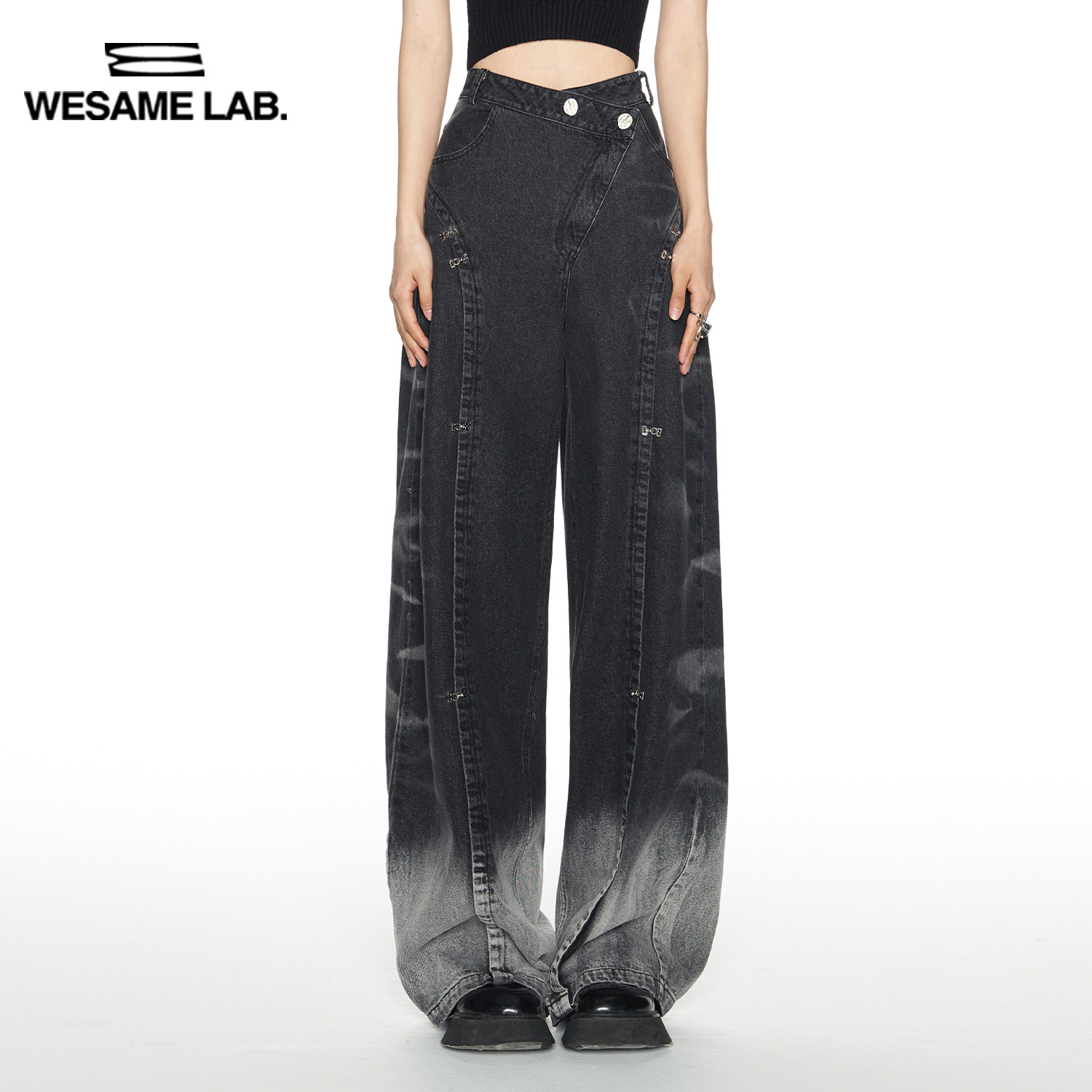 WESAME LAB Loose Straight Wide Pants Jeans Design High Street Retro Pants