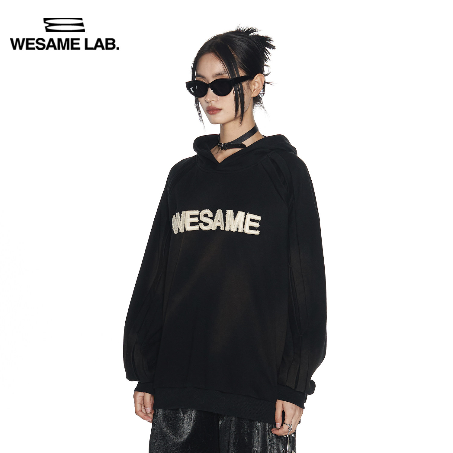 WESAME LAB raglan sleeves structure design sense niche patch retro vintage high street designer sweater