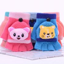 Childrens gloves winter baby boy boy warm and cute half finger flip child student write big child