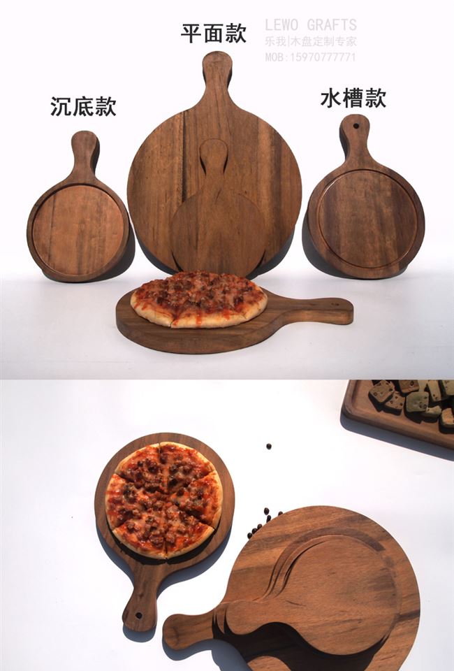 Bảng đen Walnut Steak Board Thức ăn phương Tây Bread Board Steak Tray Board Baking Pan Pizza Board Hình chữ nhật Tấm gỗ Pizza Bảng - Tấm