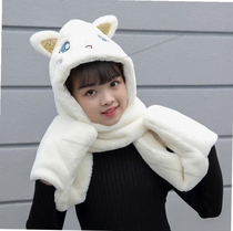 Mao Zi Wei towel set Scarf hat gloves one cute cat three-piece set childrens parent-child winter plus velvet