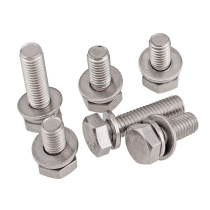 304 stainless steel external hexagon combination bolt M4M5M6M8M10M12 trimming screw with flat washer and spring washer integrated