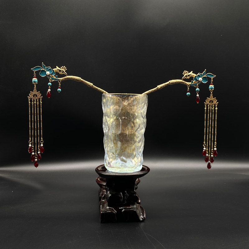 Often meet original hairpin Hanfu headdress tassel step shaking hairpin Phoenix hairpin cloisonné jewelry Ming system pair hairpin