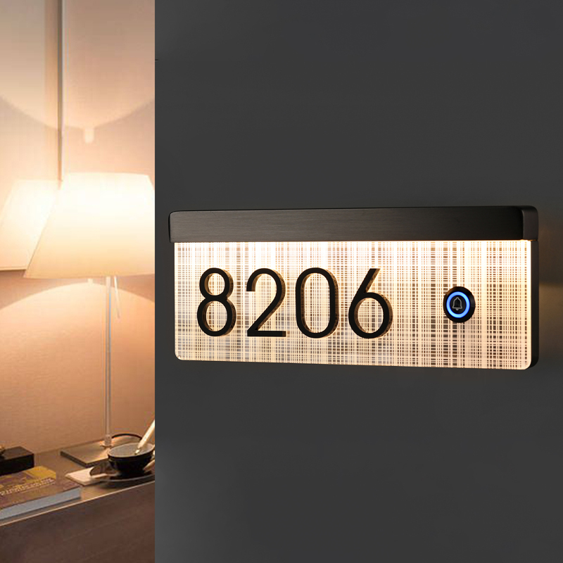 Led Illuminated Door Number Sign with Stripes, Hotel Door Sign, Modern Minimalist Signage, Doorbell, Check-In Change Sign Led Illuminated Door Number Sign with Stripes, Hotel Door Sign, Modern Minimalist Signage, Doorbell, Check-In Change Sign