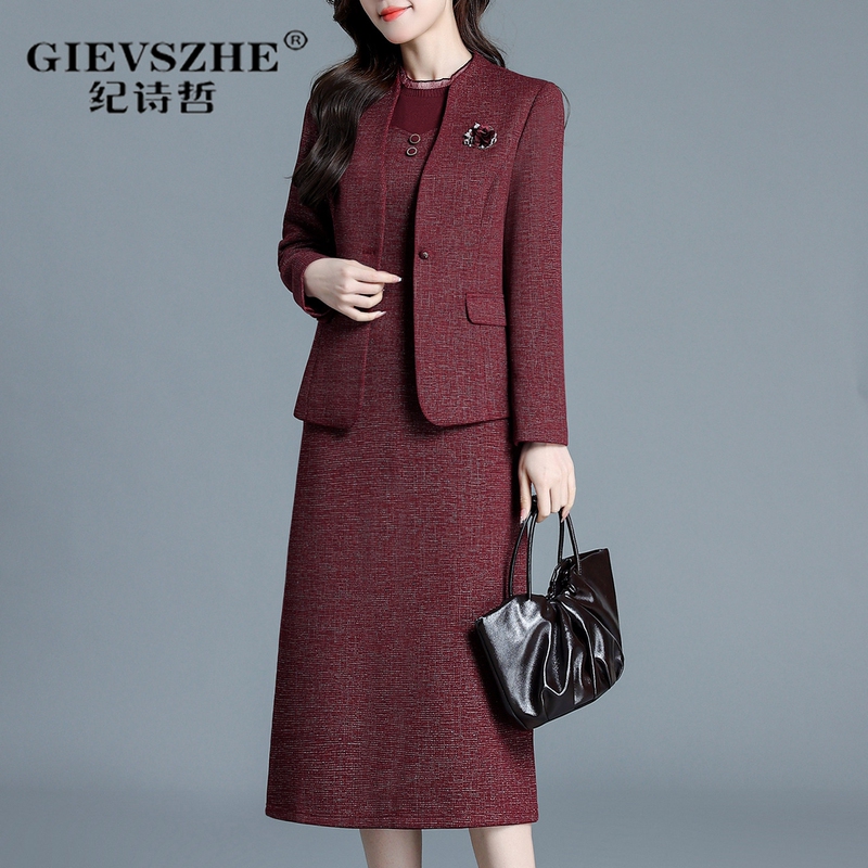 Ji Shizhe Mom's Outfit Set Dress 2026 Autumn New Fashion Versatile High-End Slimming Elegant Style Dress Set Ji Shizhe Mom's Outfit Set Dress 2026 Autumn New Fashion Versatile High-End Slimming Elegant Style Dress Set