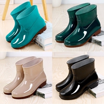 Rain boots womens waterproof short tube water shoes mens low tube kitchen non-slip rain boots summer agricultural wear-resistant labor shoes rubber shoes