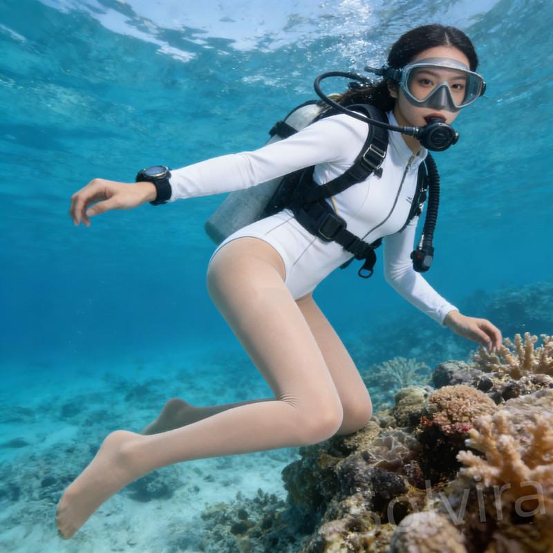 Diving Sun Protection Stockings for Women Upf50+ Snorkeling Surfing Waterproof Anti-Scratch Flesh-Colored One-Line Crotch Leggings Long Socks