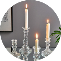 European retro embossed crystal glass candlestick photo dining table romantic ornament ins aromatherapy candle pedestal French style