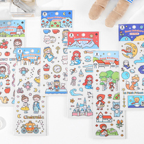 6 PET Stickers Adults Fairy Tales Series Cute Characters Hands Tent DIY Decorative Nursery School Growth Brochure