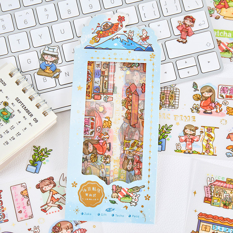 6 cartoon stickers fog noodle lovely mermaid stories painted kindergarten growth manual decorative material handiy