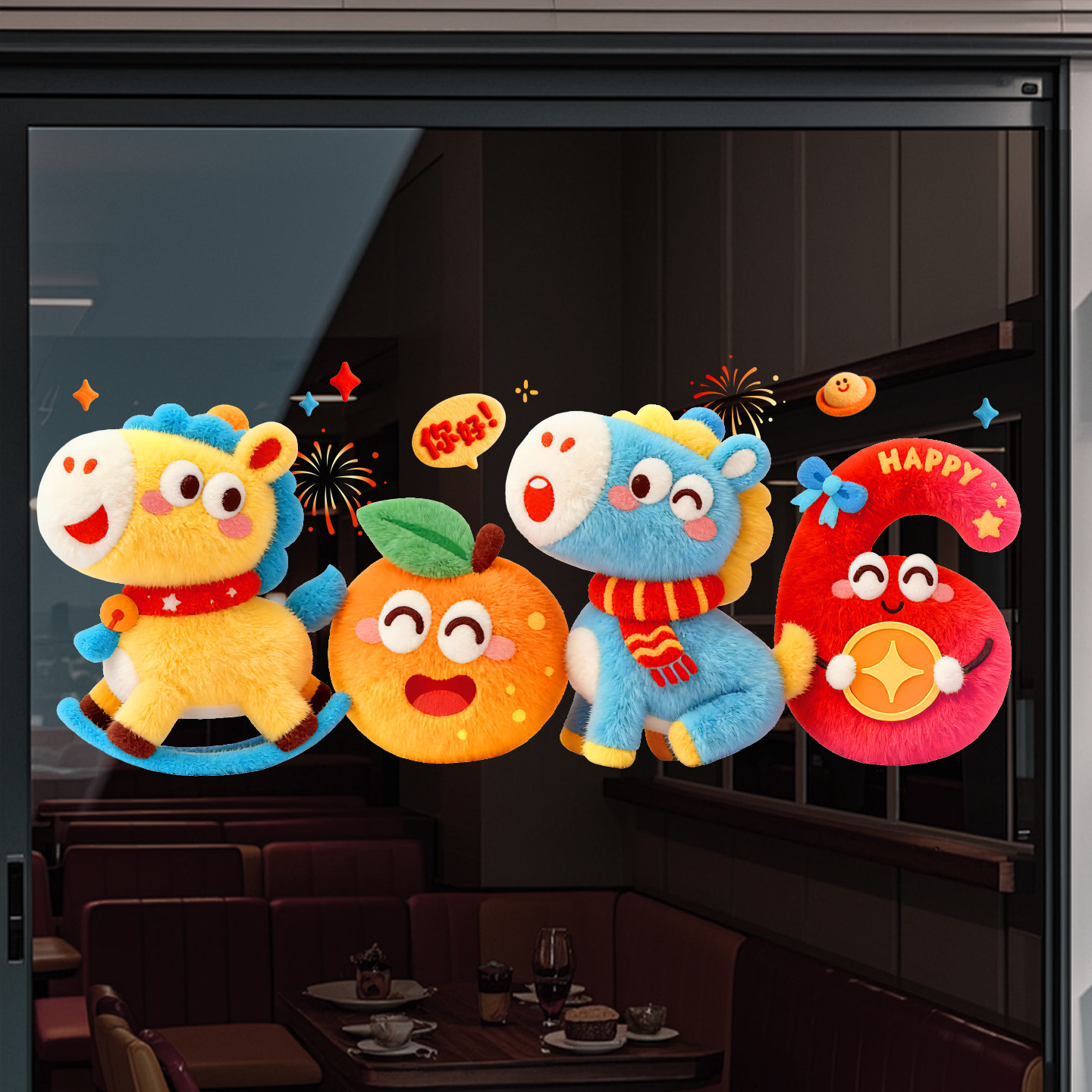 New Year Decorative Glass Static Stickers 2026 Year of the Horse New Window Decorations Creative Spring Festival Scene Arrangement Supplies