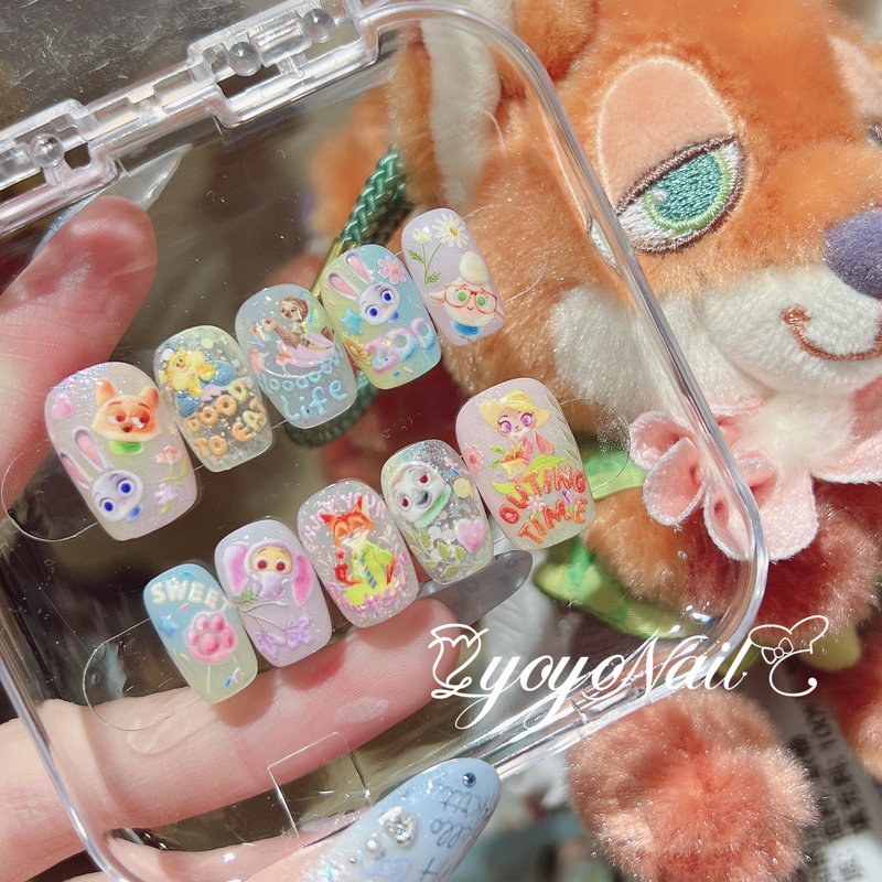 Yoyonail Handmade Wearable Nails Spring Zootopia Judy Nick Cartoon Phototherapy Nails Manicure Yoyonail Handmade Wearable Nails Spring Zootopia Judy Nick Cartoon Phototherapy Nails Manicure