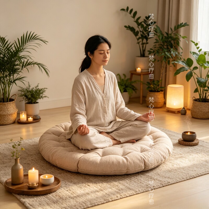 Cotton and Linen Seat Cushion, Solid Color, Thickened and Enlarged, Japanese-Style Futon, Home Meditation Yoga Mat, Balcony Living Room Tatami Mat