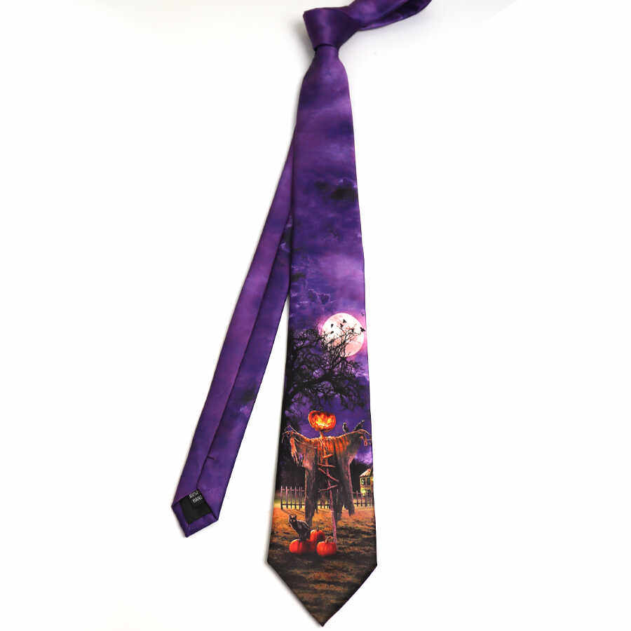 Cartoon Christmas and Halloween Black Cat Skull Funny Men's and Women's Holiday Shirts and Hand-tied Ties