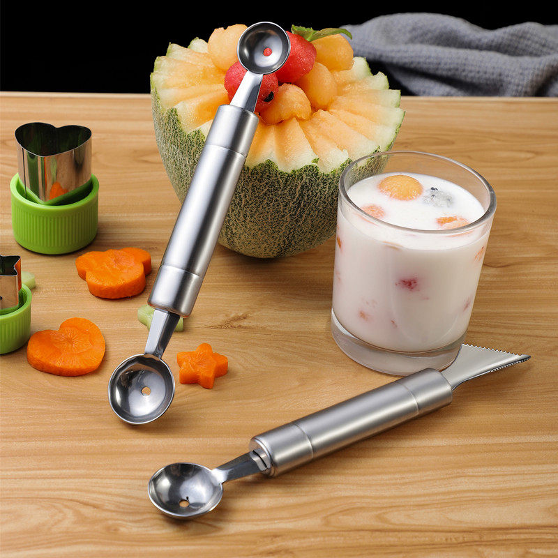 Fruit digger dig fruit ball spoons Watermelon Dig the ball Spoon Parquet Tool Suit Divider Carved Knife Sharper