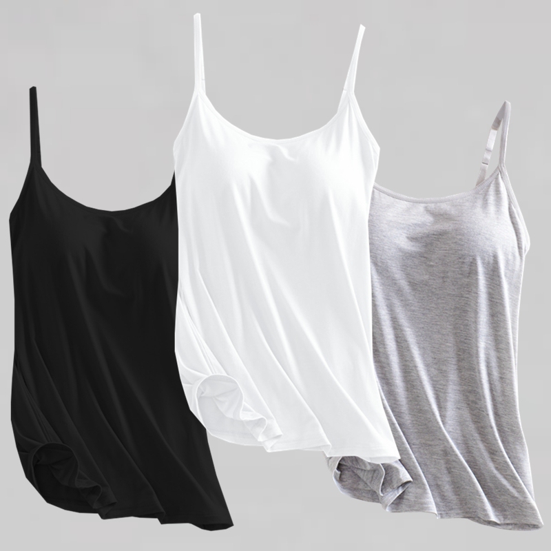 Modal Camisole for Women with Built-In Bra and Chest Pads, Integrated Underwear, Large Size, Anti-Exposure, Tube Top for Summer