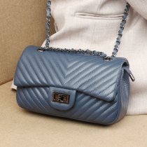 Advanced Sensory Genuine Leather Packet 2022 New Tide 100 Hitch Chain Rhombog Bag Single Shoulder Fashion Skew Satchel Women Summer