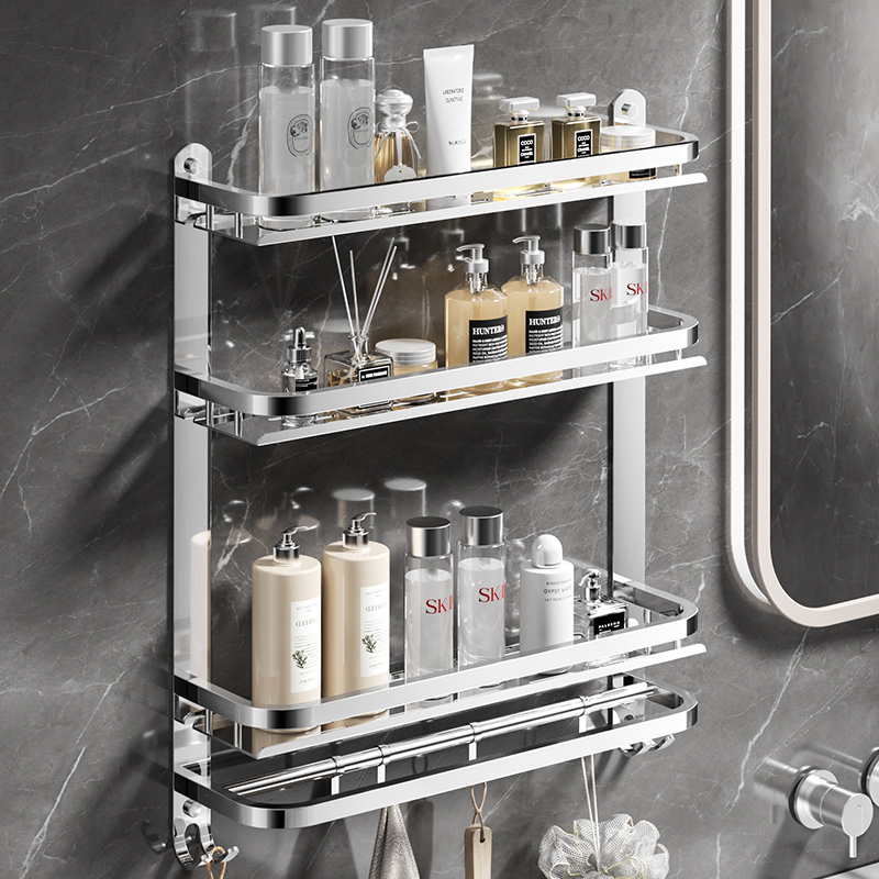 Bathroom Shelf, No-Drill Installation, 304 Stainless Steel, Thickened, for Washroom, Sink, Toilet, and Shower Room Bathroom Shelf, No-Drill Installation, 304 Stainless Steel, Thickened, for Washroom, Sink, Toilet, and Shower Room