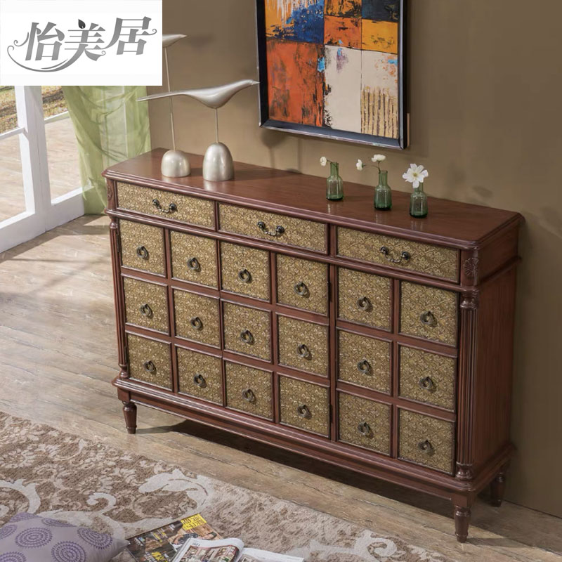 American shoe cabinet Household door storage multi-layer storage personality Modern and simple foyer door Solid wood entrance cabinet