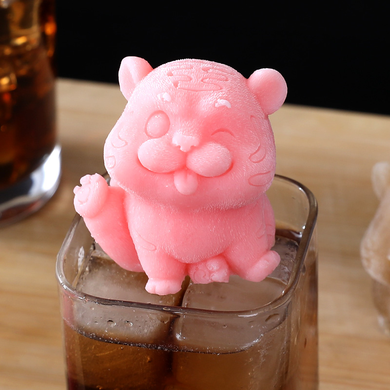 Cute Little Tiger Ice Sculpted Mold Silicone Cartoon Cute Tiger Ice Coffee Milk Tea Ice Cream Ice Cream Ice Cubes