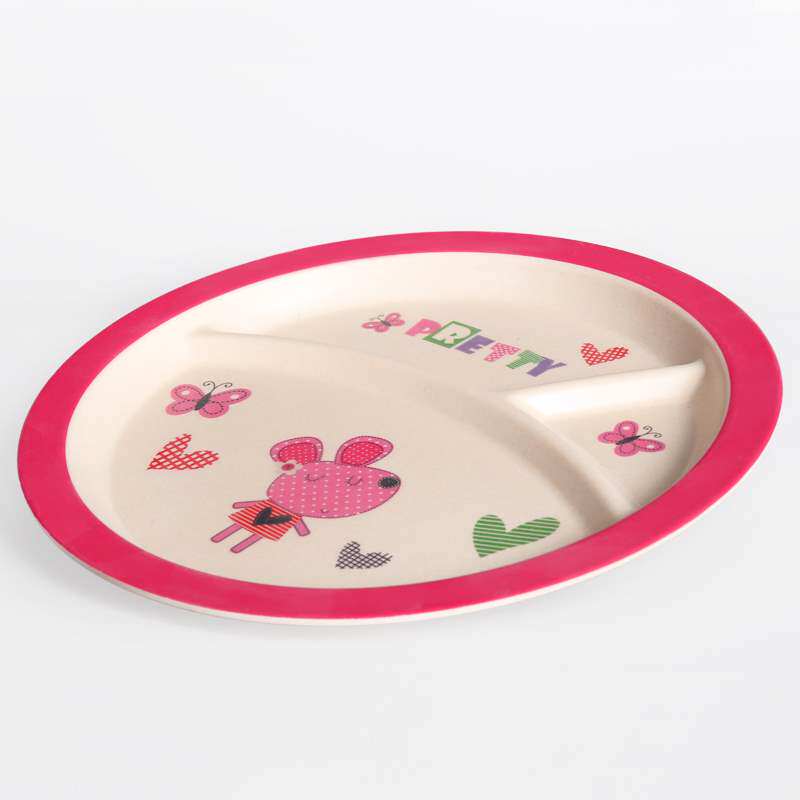 Landscape Yao Bamboo Fiber Children Cartoon Dinner Plate Baby Resistant To Breaking Afternoon Nursery School Cartoon Cutlery Sets Group