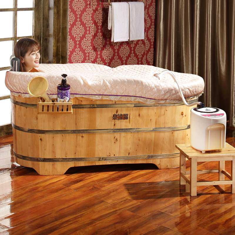 Bathroom Bath Bath Bath Bucket Adult Bath Bath Bucket Solid Wood Thickened All-Body Bath Bucket
