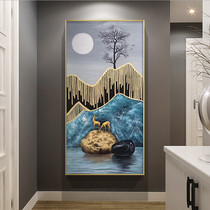 All the way to raise pure hand-painted oil painting modern simple porch decorative painting vertical living room murals hotel hall hanging painting