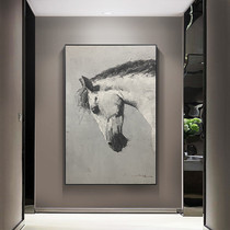 Pure hand-painted oil painting entrance entrance to the road decorative painting American style hanging painting office study mural abstract horse