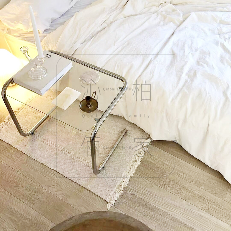 Middle Ancient Stainless Steel Square Tea Several Small Modern Sofa Side Several Square Table Bench Net Red in Angle