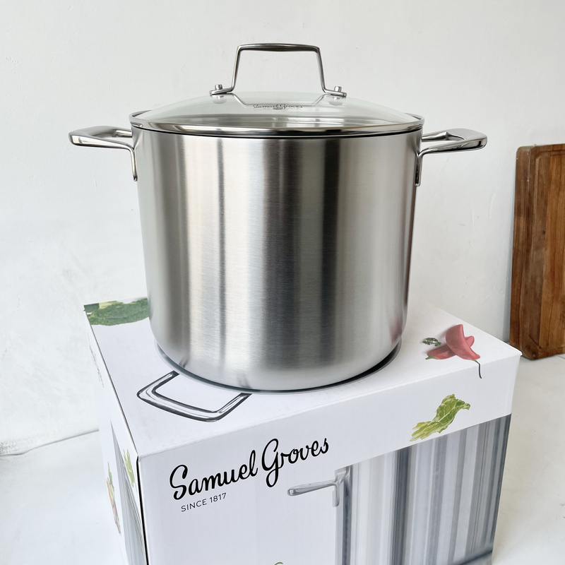British Century-Old Cookware Brand Samuel Groves Deep Soup Pot 18-10 Stainless Steel Soup Bucket Stew Pot 9L