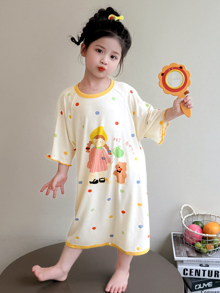 Girls Modal Sleep Dress Summer 2026 | Breathable Nightgown for Baby & Little Girls | Lightweight Pajama for Air Conditioner Rooms & Hot Sleepers | Kids 2-10 Years