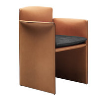  Modern saddle leather leisure chair Designer model room high-end negotiation chair Villa household light luxury backrest book room chair