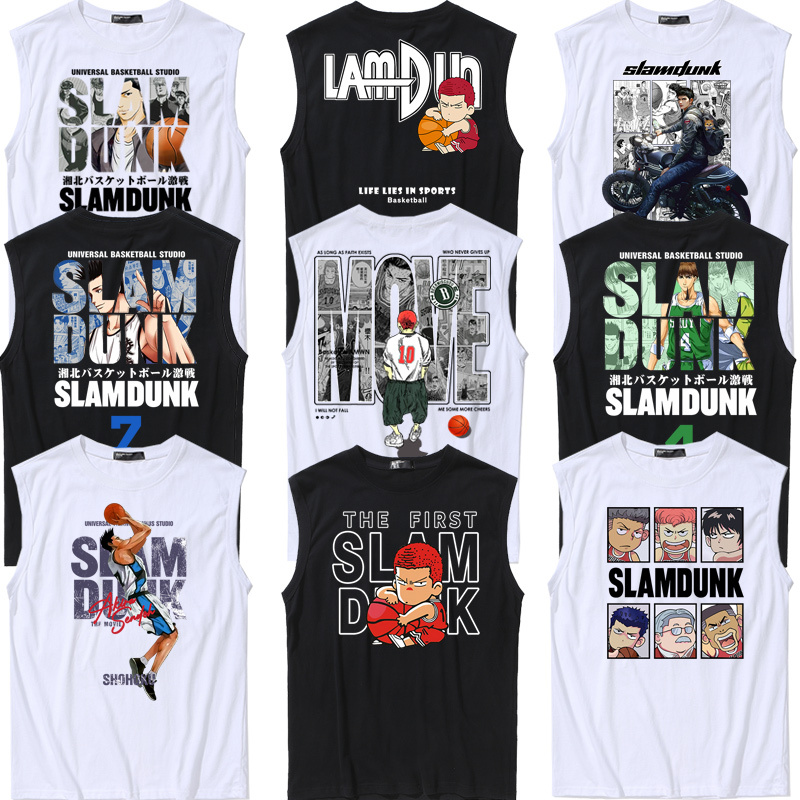 Trendy Sleeveless Vest Men's Summer Basketball Jersey Rukawa Sakuragi Hanamichi Kuroko No Basuke Sleeveless T-Shirt Trendy Sleeveless Vest Men's Summer Basketball Jersey Rukawa Sakuragi Hanamichi Kuroko No Basuke Sleeveless T-Shirt