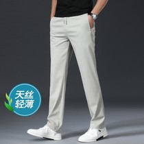 Hong Kong Ice Silk Casual Pants Mens Summer Thin Mens Straight Loose High-end Tencel Sports FD99134532