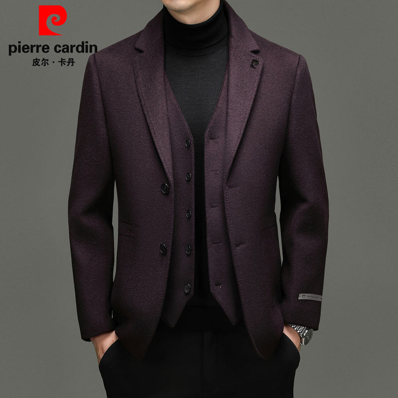 Pierre Cardin 2026 Spring and Autumn New Men's Detachable Wool Coat for Middle-Aged Dads with a High-End Feel