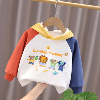 Boys plus velvet sweatshirt 2025 autumn and winter clothes children's color-blocking warm tops children's baby pure cotton fashionable hoodie Boys plus velvet sweatshirt 2025 autumn and winter clothes children's color-blocking warm tops children's baby pure cotton fashionable hoodie